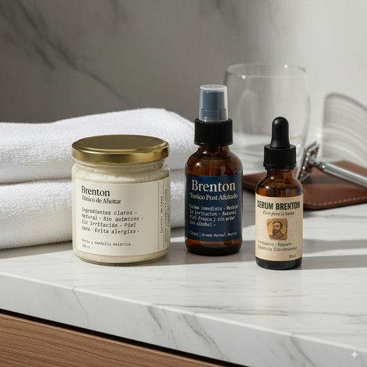 Combo Brenton Barba Completa – Crema de Afeitar, Tónico y Sérum para Barba